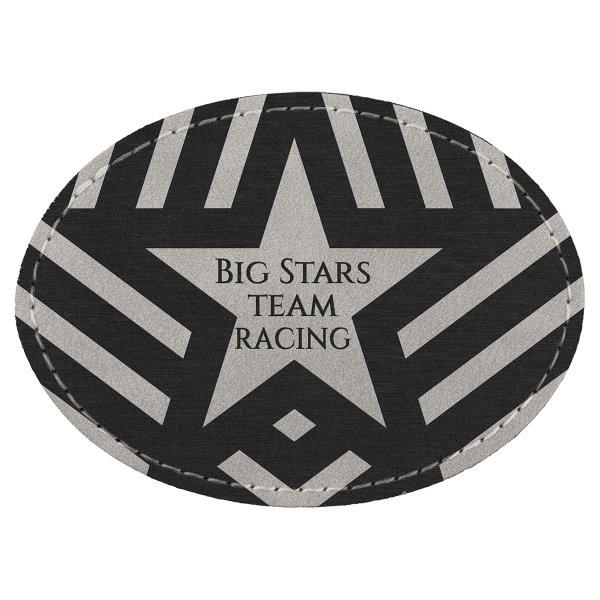 Oval Patch with Kota Pro Adhesive - Engraved Faux Leather, Creekside Collection 3 1/2" x 2 1/2", Light Gray - Light Gray