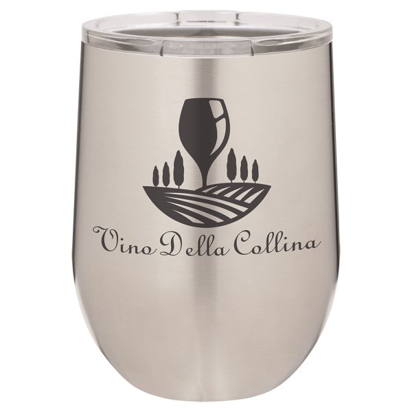 Polar Camel 12 oz. Stainless Steel Stemless Wine Tumbler with Standard Lid - Stainless Steel