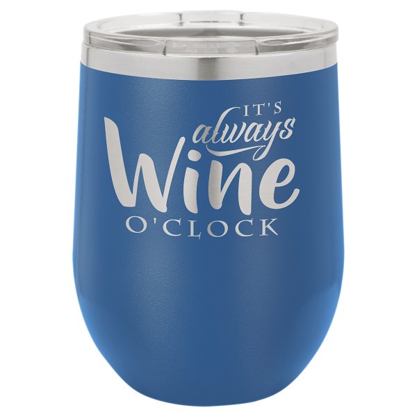 Polar Camel 12 oz. Royal Blue Stemless Wine Tumbler with Standard Lid - Blue