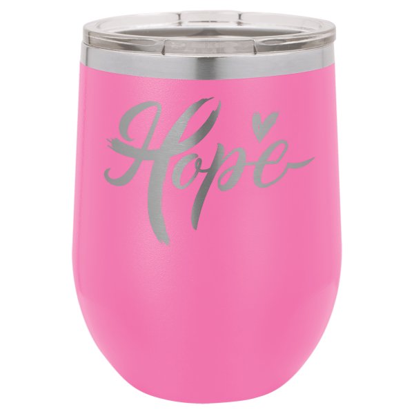 Polar Camel 12 oz. Pink Stemless Wine Tumbler with Standard Lid - Pink