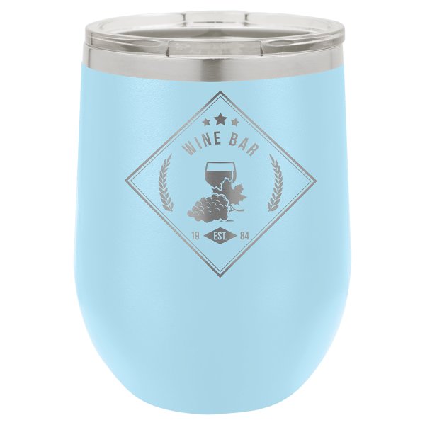 Polar Camel 12 oz. Light Blue Stemless Wine Tumbler with Standard Lid - Light Blue