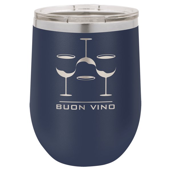 Polar Camel 12 oz. Navy Blue Stemless Wine Tumbler with Standard Lid - Navy Blue