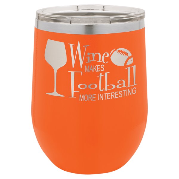 Polar Camel 12 oz. Orange Stemless Wine Tumbler with Standard Lid - Orange