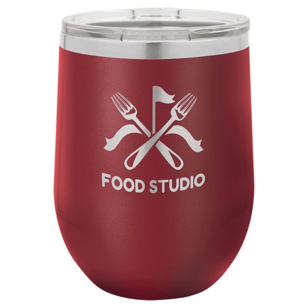 Polar Camel 12 oz. Maroon Stemless Wine Tumbler with Standard Lid - Maroon