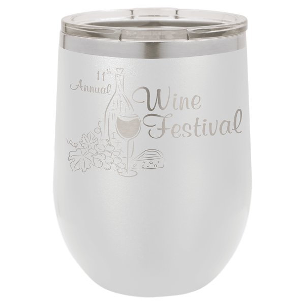 Polar Camel 12 oz. White Stemless Wine Tumbler with Standard Lid - White