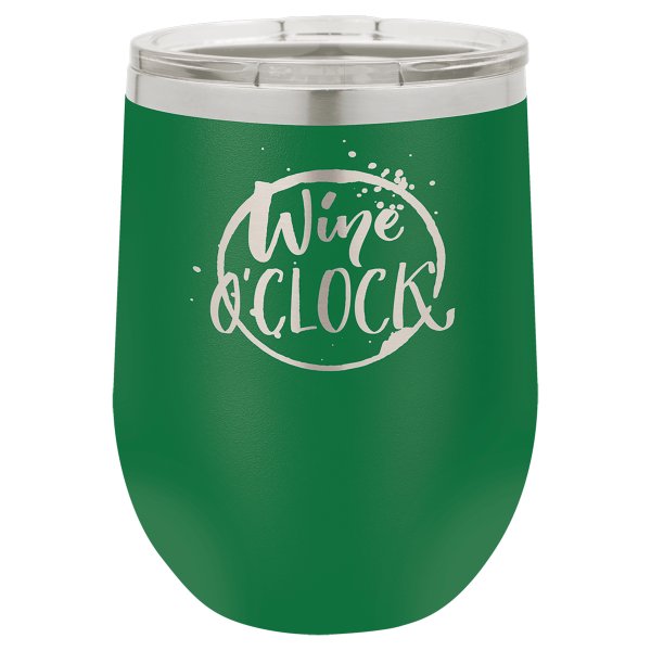 Polar Camel 12 oz. Green Stemless Wine Tumbler with Standard Lid - Green