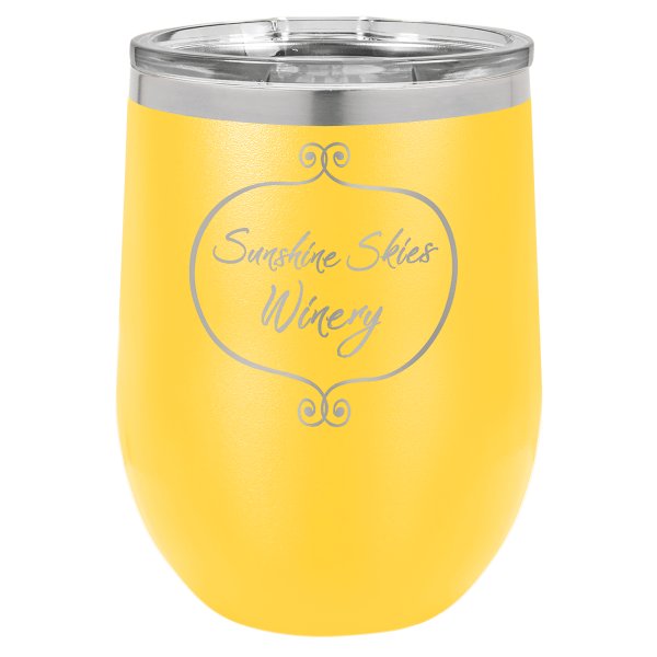 Polar Camel 12 oz. Yellow Stemless Wine Tumbler with Standard Lid - Yellow