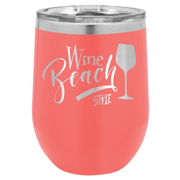 Polar Camel 12 oz. Coral Stemless Wine Tumbler with Standard Lid - Coral
