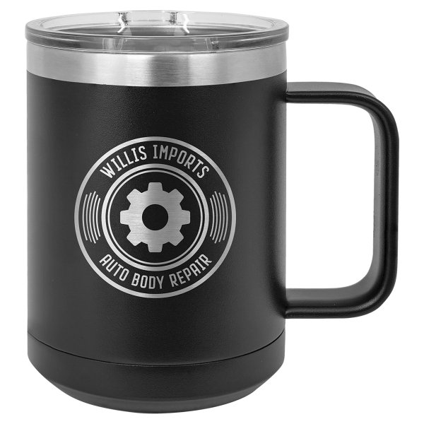 Polar Camel 15 oz. Black Vacuum Insulated Mug with Slider Lid - Black