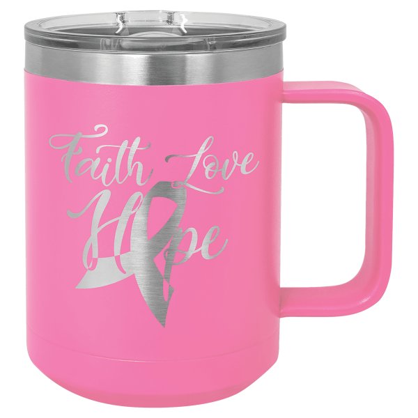 Polar Camel 15 oz. Pink Vacuum Insulated Mug with Slider Lid - Pink
