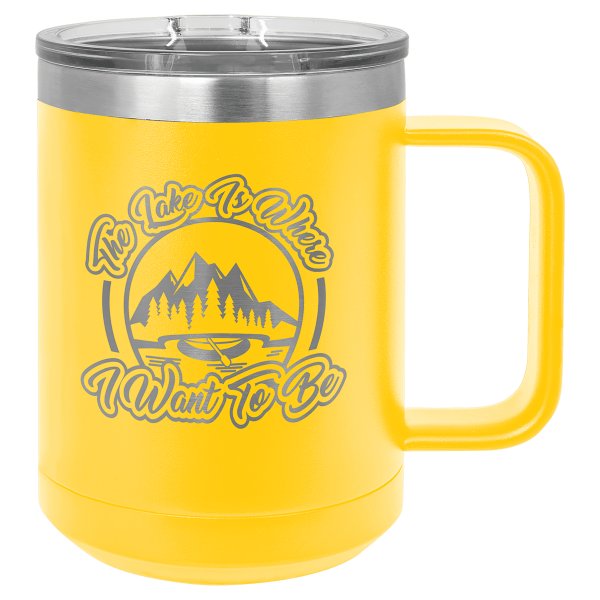 Polar Camel 15 oz. Yellow Vacuum Insulated Mug with Slider Lid - Yellow