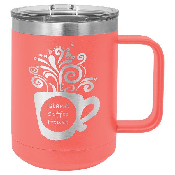Polar Camel 15 oz. Coral Vacuum Insulated Mug with Slider Lid - Coral