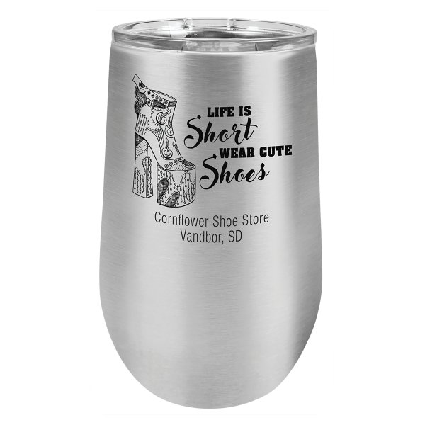 Polar Camel 16 oz. Stainless Steel Stemless Wine Tumbler with Standard Lid - Stainless Steel
