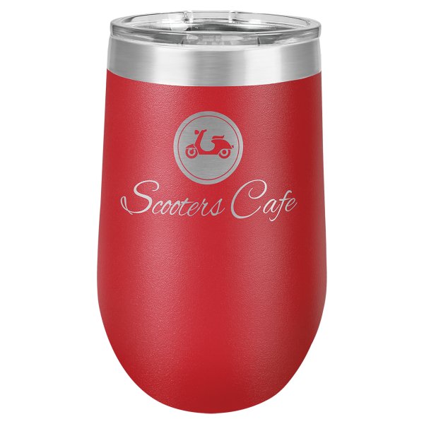 Polar Camel 16 oz. Red Stemless Wine Tumbler with Standard Lid - Red/Silver
