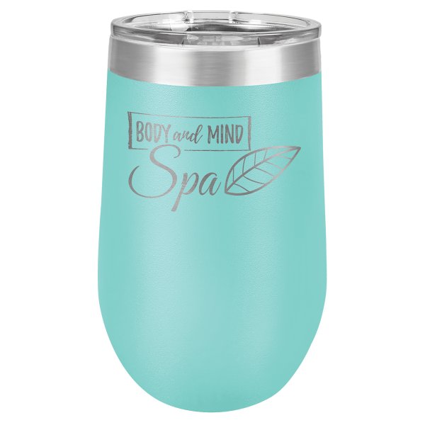 Polar Camel 16 oz. Teal Stemless Wine Tumbler with Standard Lid - Teal/Silver