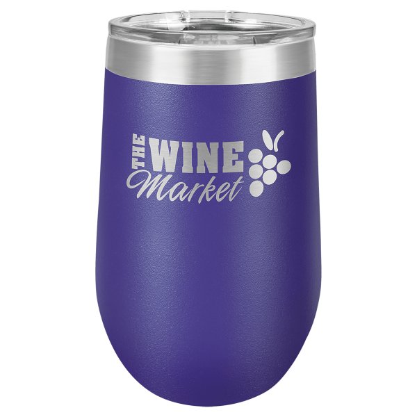 Polar Camel 16 oz. Purple Stemless Wine Tumbler with Standard Lid - Purple/Silver
