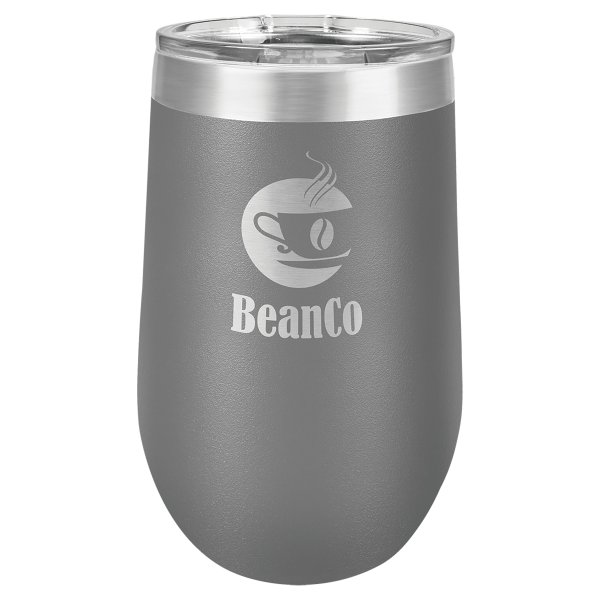 Polar Camel 16 oz. Dark Gray Vacuum Insulated Stemless Tumbler with Lid - Dark Gray/Silver