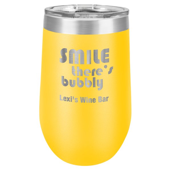 Polar Camel 16 oz. Yellow Vacuum Insulated Stemless Tumbler with Lid - Yellow/Silver
