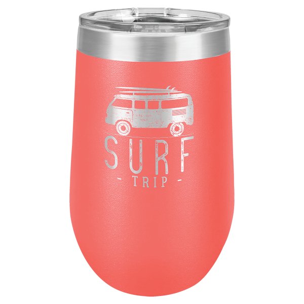 Polar Camel 16 oz. Coral Vacuum Insulated Stemless Tumbler with Lid - Coral/Silver