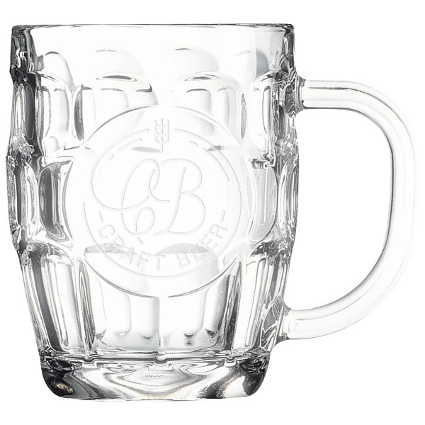 Polar Camel 20 oz. Beer Mug with Handle & Round Engraving Area - Clear
