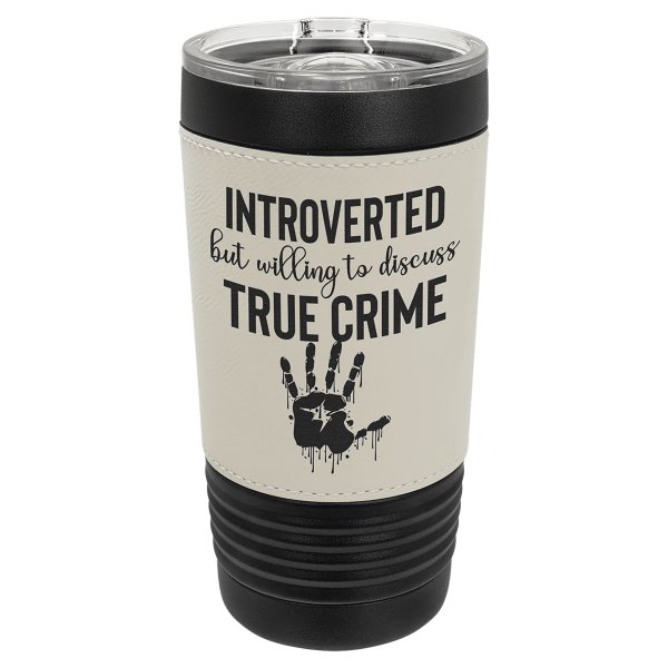 Polar Camel 20 oz. Black with White Leatherette Tumbler with Slider Lid - Black/White