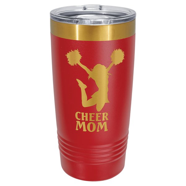 Polar Camel 20 oz. Red/Bright Gold ION-Plated Ringneck Tumbler with Slider Lid - Red