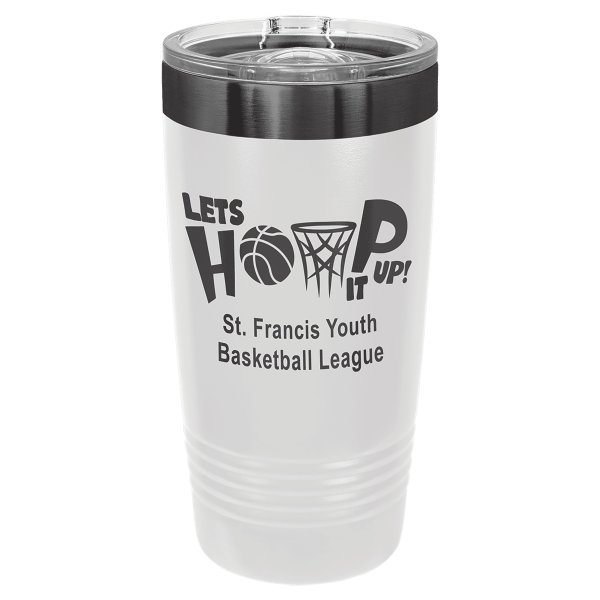 Polar Camel 20 oz. White/Ghost Black Ringneck Tumbler - White