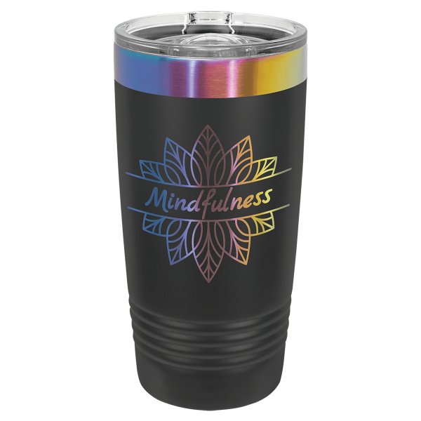 Polar Camel 20 oz. Black/Prism Ringneck Tumbler - Black