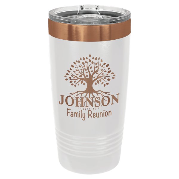 Polar Camel 20 oz. White/Rose Gold Ringneck Tumbler - White