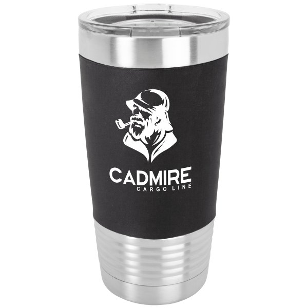 Polar Camel 20 oz. Black/White Silicone Grip Tumbler with Standard Lid - Black/White