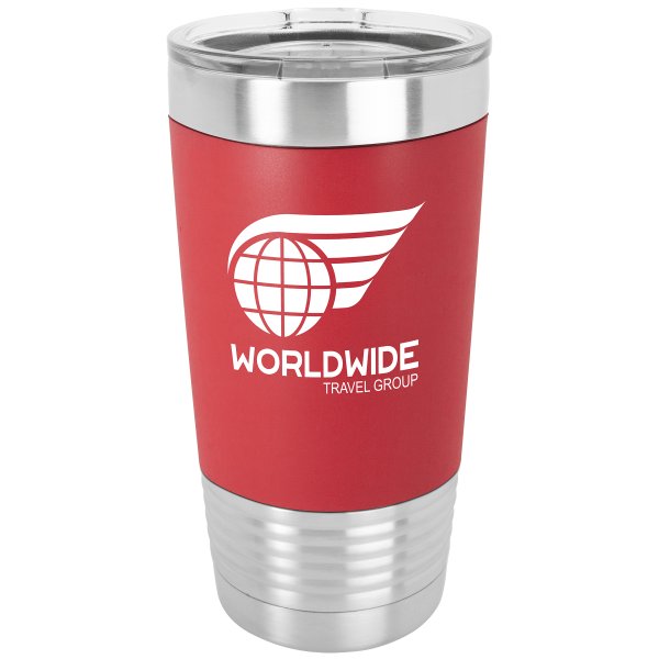 Polar Camel 20 oz. Red/White Silicone Grip Tumbler with Standard Lid - Red/White