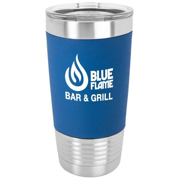 Polar Camel 20 oz. Blue/White Silicone Grip Tumbler with Standard Lid - Blue/White