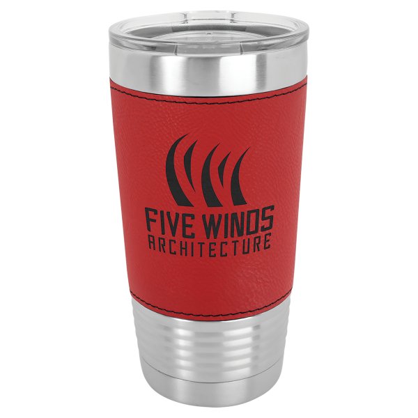 Polar Camel 20 oz. Red Leatherette Grip Tumbler with Standard Lid - Red