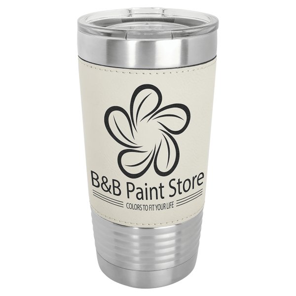 Polar Camel 20 oz. White Leatherette Grip Tumbler with Standard Lid - White