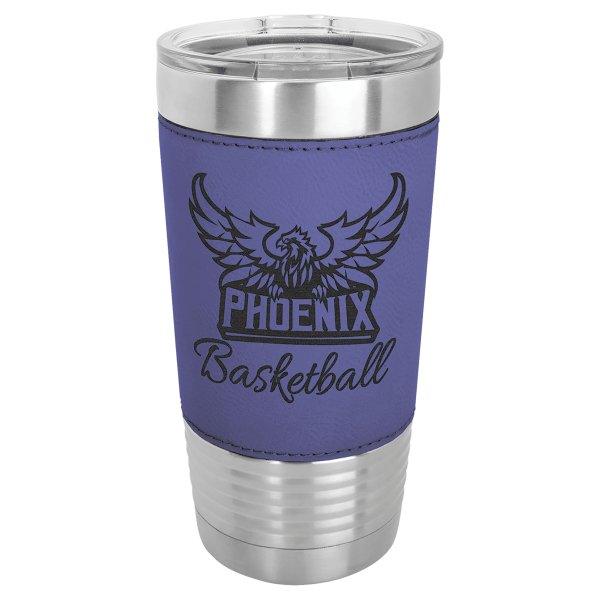 Polar Camel 20 oz. Purple Leatherette Grip Tumbler with Standard Lid - Purple
