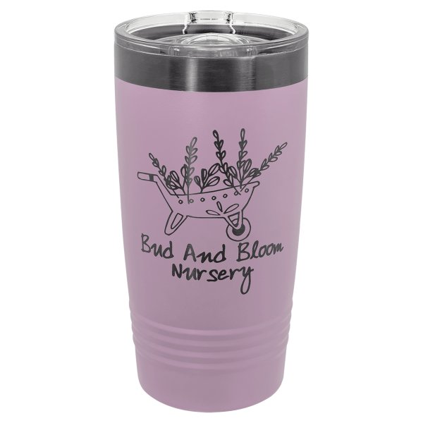 Polar Camel 20 oz. Moody Lilac/Ghost Black ION-Plated Black Ringneck Tumbler with Slider Lid - Moody Lilac