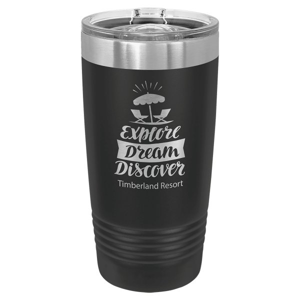 Polar Camel 20 oz. Black Ringneck Tumbler with Slider Lid - Black