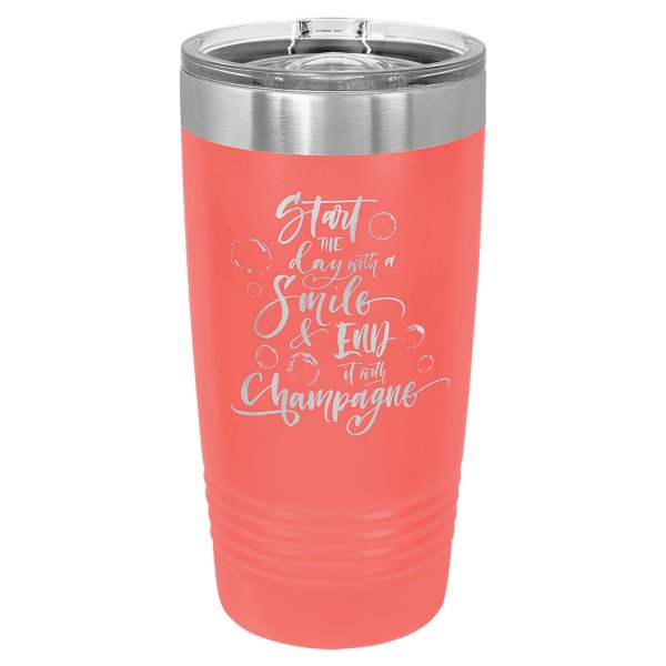 Polar Camel 20 oz. Coral Ringneck Tumbler with Slider Lid - Coral