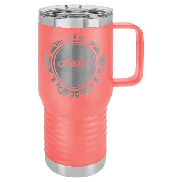 Polar Camel 20 oz. Coral Vacuum Insulated Travel Mug with Slider Lid - Coral