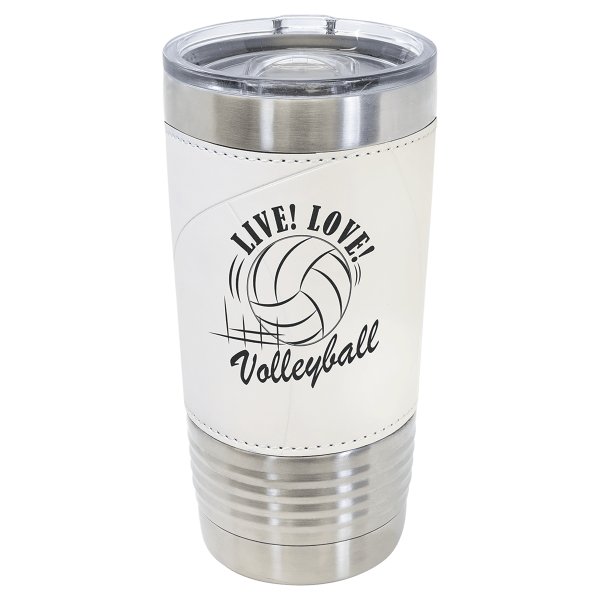 Polar Camel 20 oz. Volleyball Tumbler with Slider Lid - White