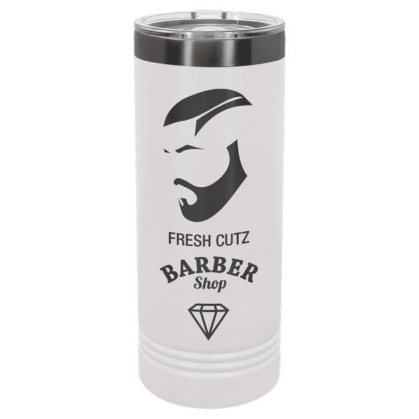 Polar Camel 22 oz. White/Ghost Black Skinny Tumbler - White