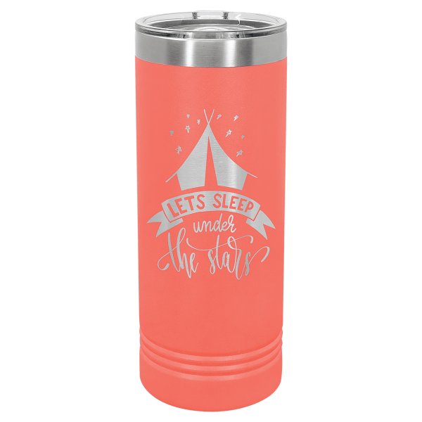 Polar Camel 22 oz. Coral Skinny Tumbler with Slider Lid - Coral