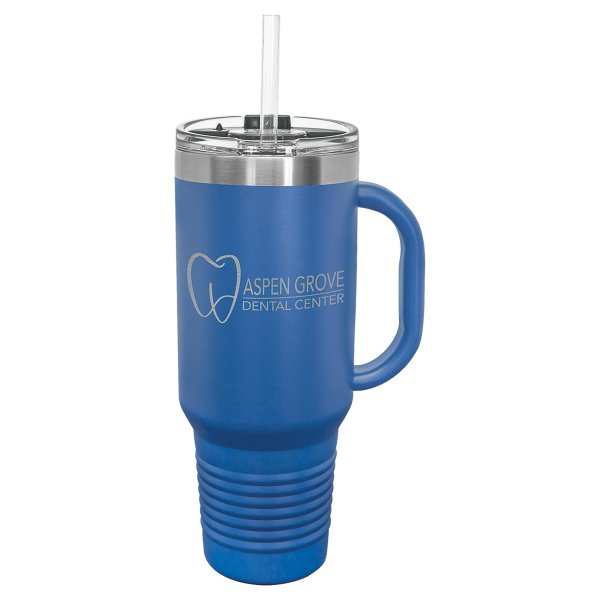 Polar Camel 40 oz. Royal Blue Travel Mug with Snap Lid & Straw - Royal Blue