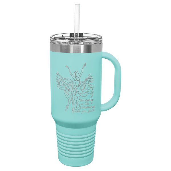 Polar Camel 40 oz. Teal Travel Mug with Snap Lid & Straw - Teal