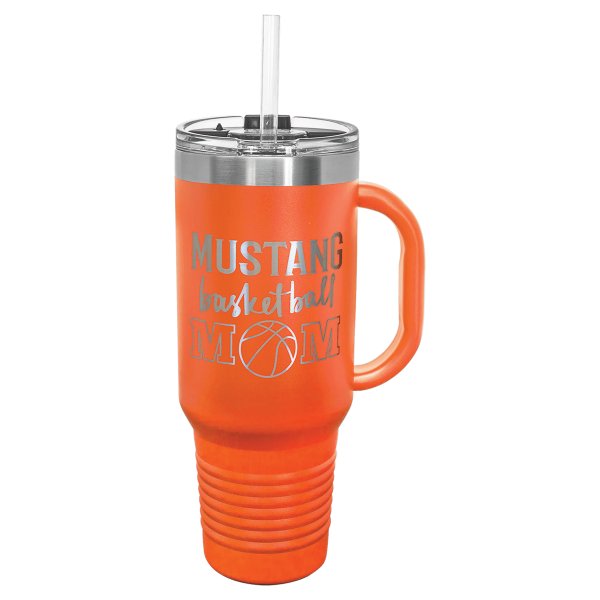 Polar Camel 40 oz. Orange Travel Mug with Snap Lid & Straw - Orange