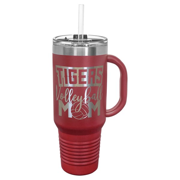 Polar Camel 40 oz. Maroon Travel Mug with Snap Lid & Straw - Maroon
