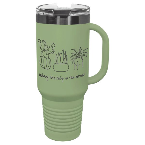 Polar Camel 40 oz. Summer Sage/Ghost Black Travel Mug with Handle & Straw - Summer Sage/Ghst Blk