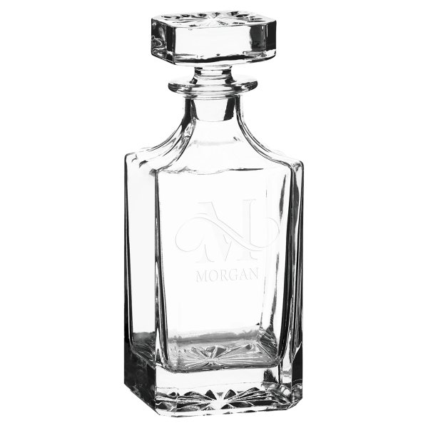 Polar Camel 750 mL Square Glass Decanter in Black Gift Box with Printed Paper Sleeve - Clear