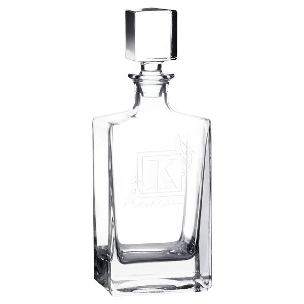 Polar Camel 810 mL Rectangle Glass Decanter in Black Gift Box with Printed Paper Sleeve - Clear