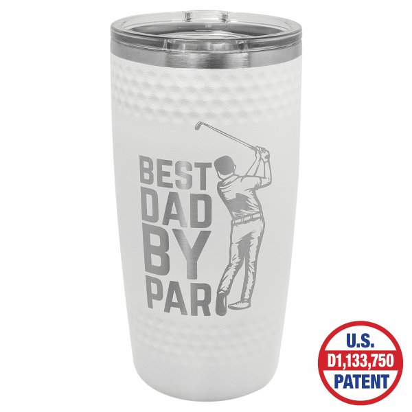 Polar Camel 20 oz. White Golf Tumbler - Smooth Center with Dimples and Slider Lid - White